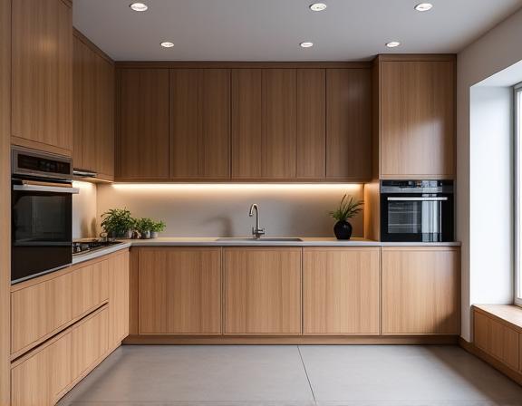 현대적인 디자인의 맞춤형 원목 주방